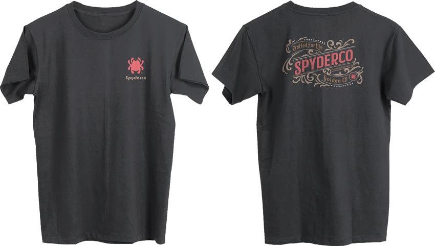 Spyderco Western T Shirt XXL Charcoal With Screen Printed Bug Logo And Crafted For Life Back Graphic For Knife Fans by Spyderco