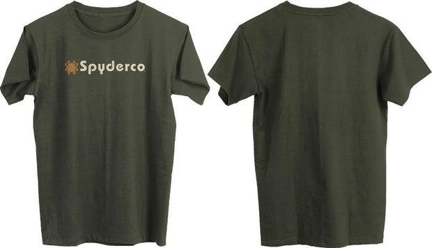 Spyderco Logo T Shirt Military Green Cotton Tee XL for Knife Enthusiasts with Large Screenprinted Logo by Spyderco