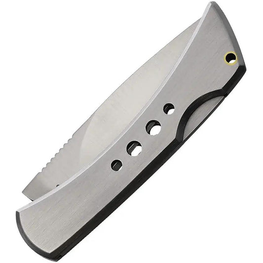 Silver Falcon Lockback SF520 With Holes - VG-10 Satin Blade Brushed Stainless Handle Lanyard Hole by Silver Falcon