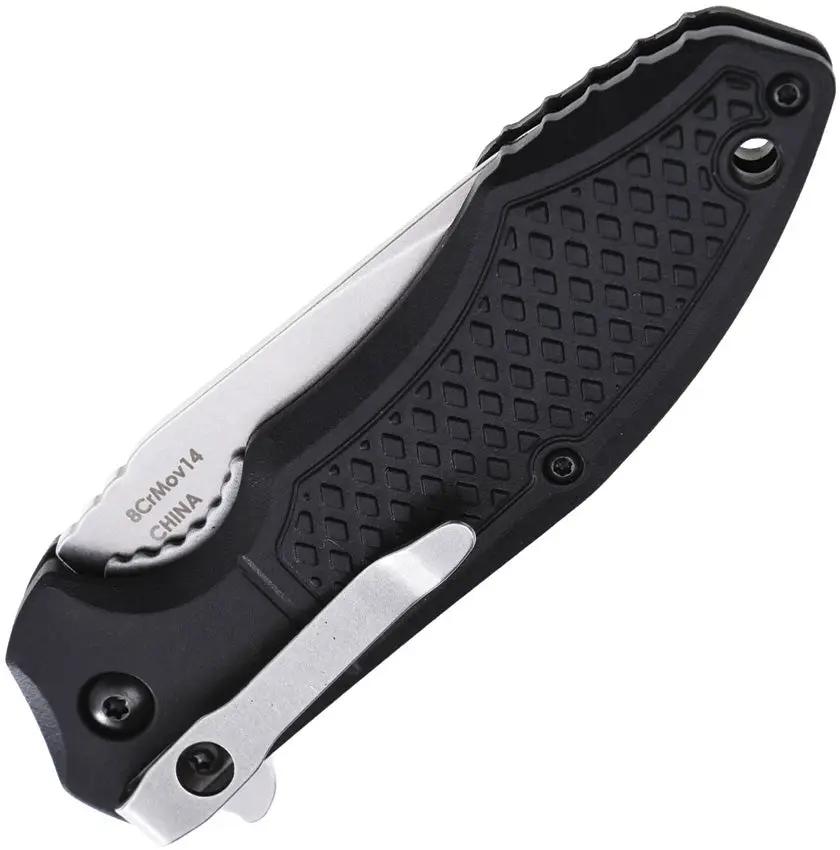 DOTS Gear Lojo Linerlock Knife - 8Cr14MoV Stainless Drop Point Blade With Black FRN Handle And Pocket Clip by DOTS Gear