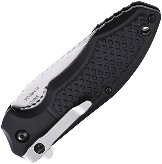 DOTS Gear Lojo Linerlock Knife - 8Cr14MoV Stainless Drop Point Blade With Black FRN Handle And Pocket Clip by DOTS Gear