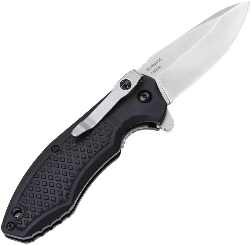 DOTS Gear Lojo Linerlock Knife - 8Cr14MoV Stainless Drop Point Blade With Black FRN Handle And Pocket Clip by DOTS Gear