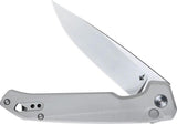 Dots Gear Dude Button Lock Gray A1058-01 - 8Cr14MoV Stainless Drop Point Knife With Gray G10 Handle And Pocket Clip by DOTS Gear