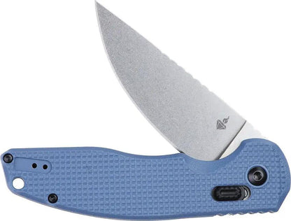 DOTS Gear Stevia Crossbar Lock Knife - Blue Gray FRN Handle, 8Cr14MoV Drop Point Blade, Extended Tang by DOTS Gear