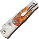 Santa Fe Stoneworks Tesoro Button Lock - Orange Coral Zinc Handle And VG10 Blade by Santa Fe Stoneworks