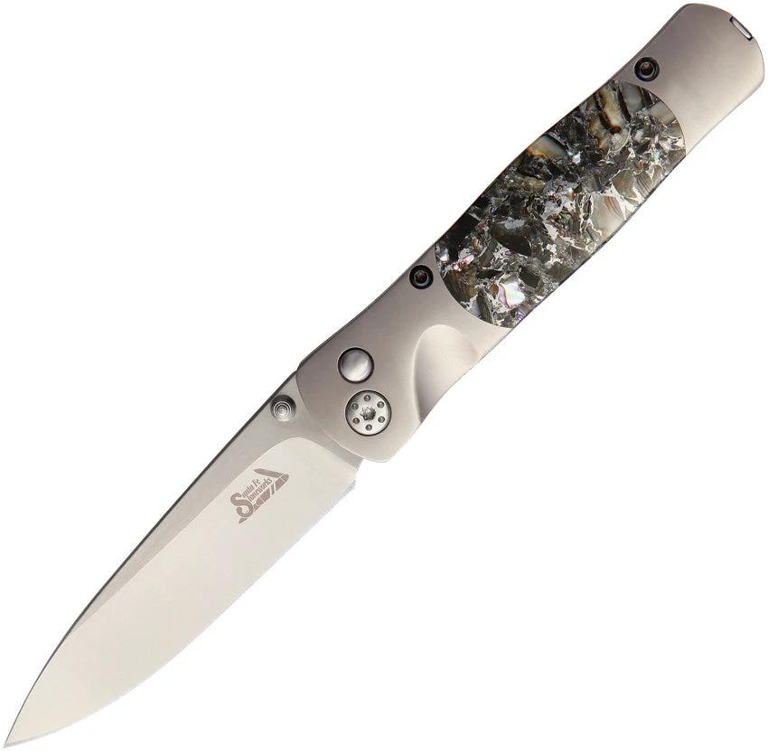 Santa Fe Stoneworks Tesoro Button Lock Obsidian JS01 OBSIDIAN ABALONE BRONZE by Santa Fe Stoneworks