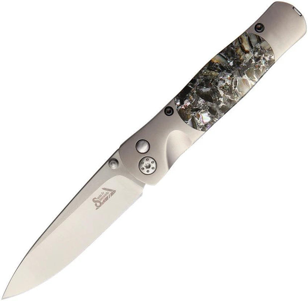 Santa Fe Stoneworks Tesoro Button Lock Obsidian JS01 OBSIDIAN ABALONE BRONZE by Santa Fe Stoneworks