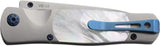 Santa Fe Stoneworks Button Lock Mother Of Pearl MOP01 - Stainless VG-10 Blade With Pearl Inlay by Santa Fe Stoneworks