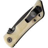 Southern Grind Spider Monkey Linerlock Bone - 3.25in S35VN Drop Point Blade Grooved Bone Handle by Southern Grind