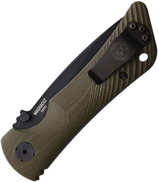 Southern Grind Spider Monkey DP MagnaCut - Drop Point Blade 3.25in, Black Oxide Finish, OD Green G10 Handle by Southern Grind