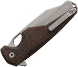 Southern Grind Hornet Button Lock Micarta - MagnaCut Sheepsfoot Blade, 4.25in Closed, Brown Canvas Micarta Handle by Southern Grind