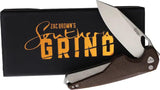 Southern Grind Hornet Button Lock Micarta - MagnaCut Sheepsfoot Blade, 4.25in Closed, Brown Canvas Micarta Handle by Southern Grind