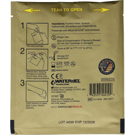 Water Jel Military Burn Dressing WJ10HA - Sterile Gel Burn Relief Non Adherent And No Water Required by Water Jel