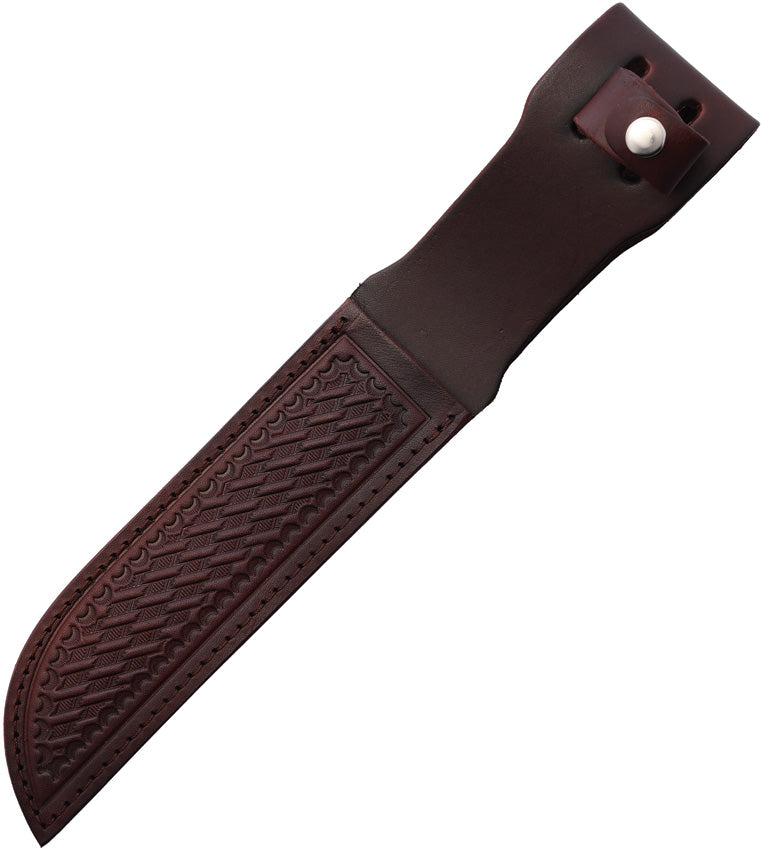 Heritage Leather Fixed Blade Knife Sheath SH1257 - Fits Blades Up To 7.5 Inches, Basket Weave Red Brown Leather by Sheaths