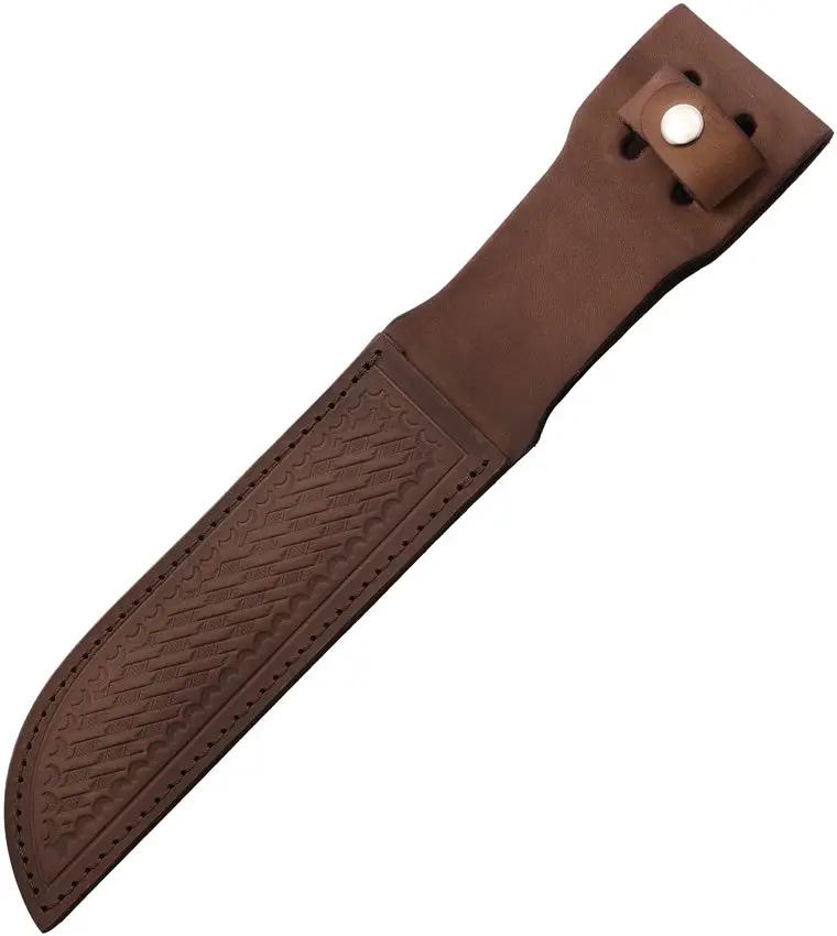 EdgeGuard Leather Fixed Blade Sheath SH1258 - Durable Dark Brown Basket Weave Leather, Fits Knives Up To 7.5 Inches by Sheaths