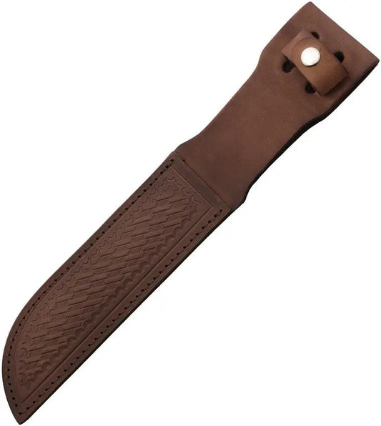 EdgeGuard Leather Fixed Blade Sheath SH1258 - Durable Dark Brown Basket Weave Leather, Fits Knives Up To 7.5 Inches by Sheaths