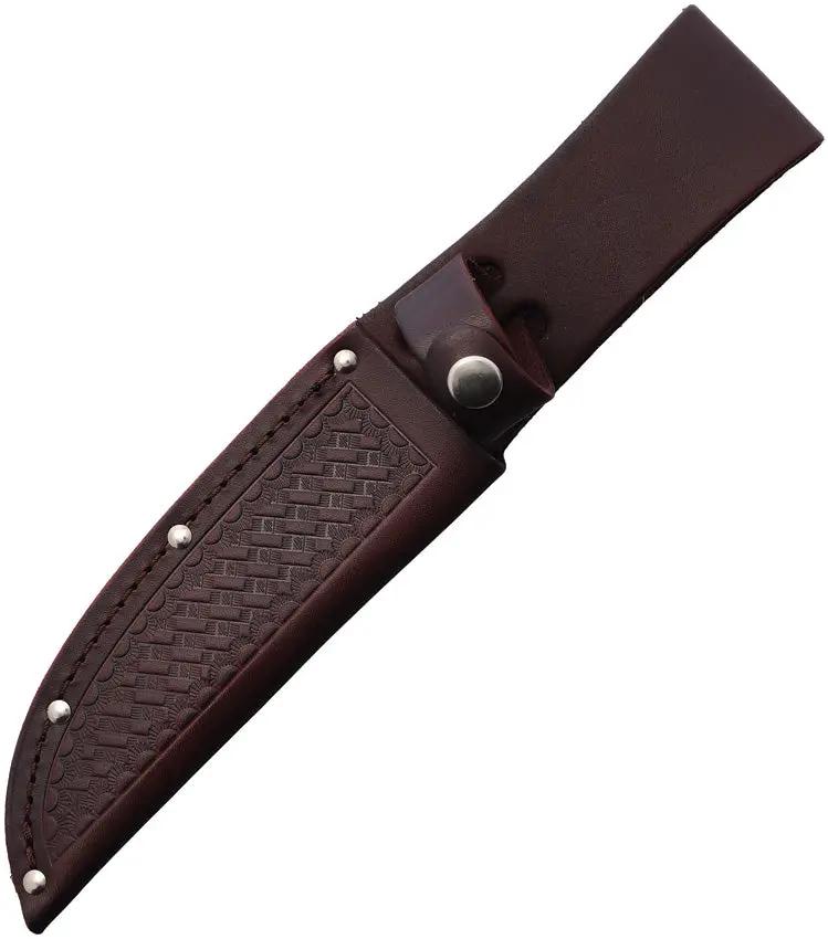 ForgeCraft Leather Fixed Blade Sheath SH1260 - Red Brown Basket Weave Leather Fits Knives Up To 5.5 Inches by Sheaths