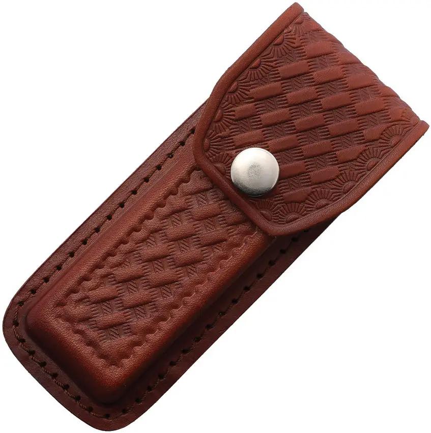 SH1262 Sheaths Leather Belt Pouch - Durable Leather Belt Case With Basket Weave Texture For Folding Knives 5 Inches by Sheaths