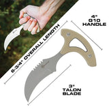 Reapr Tac Talon Fixed Blade Knife For EDC And Outdoors Compact Full Tang With Curved Satin Blade And Green G10 by Reapr