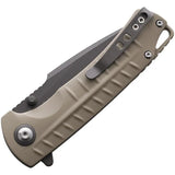 Shieldon Relicanth 7070G1 - Gray Titanium Coated D2 Blade With Tan G10 Handle And Thumb Stud by Shieldon