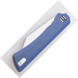 Shieldon Rain Linerlock MP01A - Blue Canvas Micarta Handle With 154CM Stonewashed Wharncliffe Blade by Shieldon