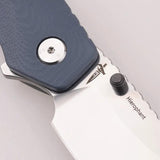 Shieldon Hierophant Linerlock MS01A - Durable 154CM Satin Drop Point Knife With Blue Gray G10 Handle by Shieldon
