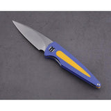 Shieldon Colibri Linerlock - 3 Inch Stonewash 154CM Blade With Blue G10 Handle Extended Tang by Shieldon