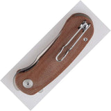 Shieldon Hoplon Linerlock - Satin 154CM Tanto Blade, Brown Canvas Micarta Handle, Extended Tang, Pocket Clip by Shieldon