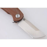 Shieldon Hoplon Linerlock - Satin 154CM Tanto Blade, Brown Canvas Micarta Handle, Extended Tang, Pocket Clip by Shieldon