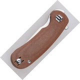 Shieldon Hoplon Linerlock - Satin 154CM Tanto Blade, Brown Canvas Micarta Handle, Extended Tang, Pocket Clip by Shieldon