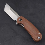 Shieldon Hoplon Linerlock - Satin 154CM Tanto Blade, Brown Canvas Micarta Handle, Extended Tang, Pocket Clip by Shieldon