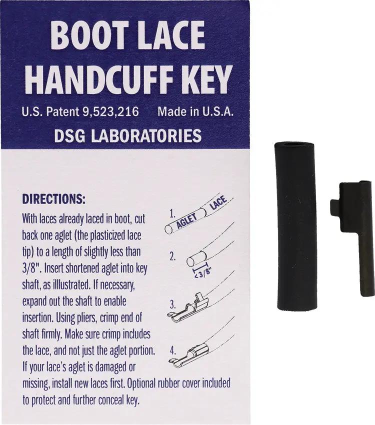Shomer-Tec Boot Lace Covert Handcuff Key UHK-5 - Blackened Brass Construction With Rubber Concealment Cover by Shomer-Tec
