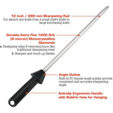 Sharpal Diamond Sharpening Rod 110R 12 Inch Monocrystalline Diamond Rod 1200 Grit Built In 20 Degree Guides by Sharpal