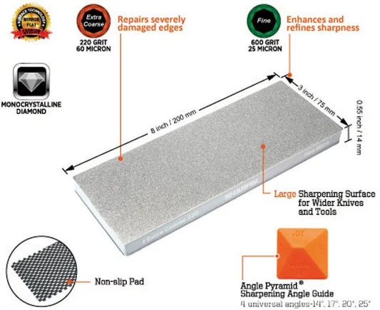 Sharpal Dual-Grit Diamond Stone 169H - Precision Flatness and Dual Grit Options for Fast Sharpening by Sharpal