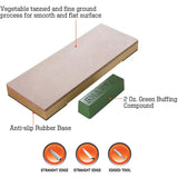 Sharpal Leather Honing Strop 204N - Beech Wood Block With Anti-Slip Pad And Green Buffing Compound For Mirror Polish by Sharpal