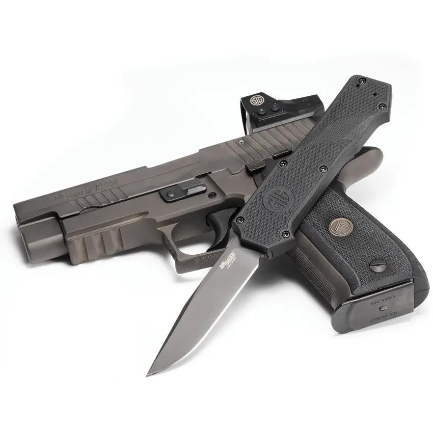 SIG Auto Compound OTF 36032 - 3.5 Inch CPM S30V Clip Point Blade With Gray PVD Coated Finish And Ambidextrous Deployment by SIG