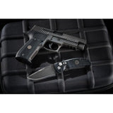 Sig Auto EX-A01 Button Lock Gray Automatic Knife - 154CM Drop Point Blade Cerakote Gray Finish G10 Handle by Sig