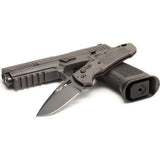 Sig Auto K320A Button Lock Gray Automatic Opening 3.5in S30V Drop Point Knife With Cerakote Blade by Sig