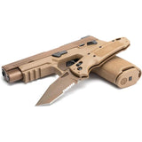 Sig K320 Able Lock 36363 - Coyote Tan PVD Coated CPM S30V Partially Serrated Tanto Folding Knife by Sig