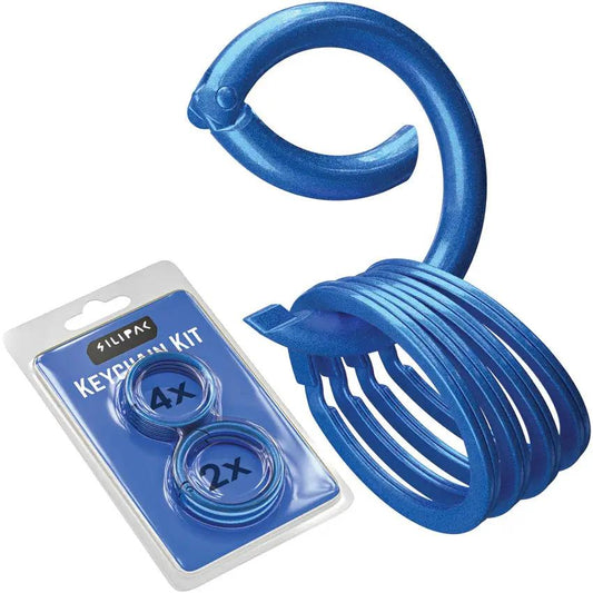 Silipac Keychain Kit Blue - Blue PVD Coated Metal Construction With 2 Circle Carabiners And 4 Flat Key Rings by SILIPAC