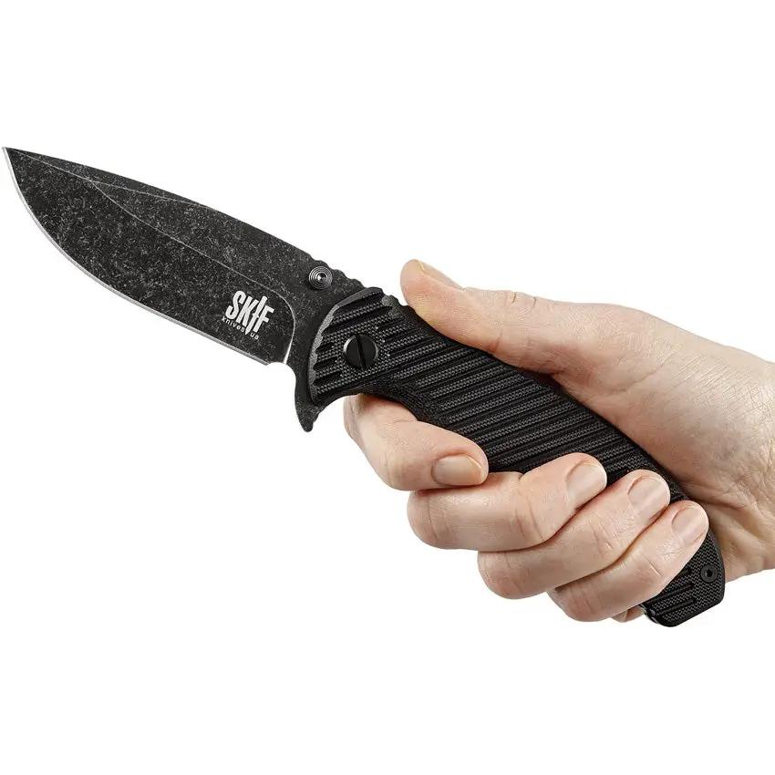 SKIF Knives Sturdy Framelock BSW Black 420SEB - Durable 9Cr18MoV Blade With Black G10 Handle And Extended Tang by SKIF Knives