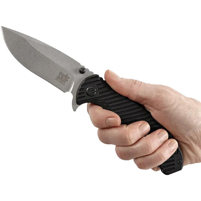 SKIF Knives Sturdy Framelock SW Black 9Cr18MoV Stainless Blade - Durable Everyday Carry Knife With Stonewash Finish by SKIF Knives