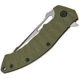 SKIF Knives Shark Framelock SW Olive 421SEG - Stonewash 9Cr18MoV Blade With Olive G10 Handle by SKIF Knives