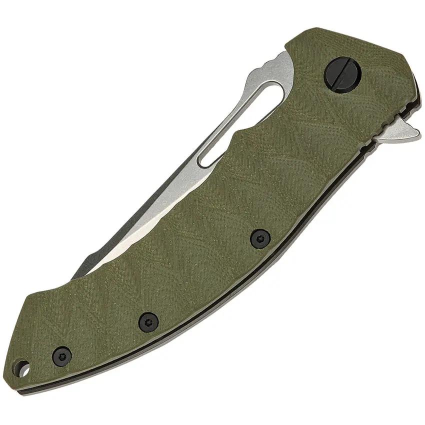 SKIF Knives Shark Framelock SW Olive 421SEG - Stonewash 9Cr18MoV Blade With Olive G10 Handle by SKIF Knives