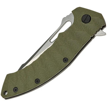 SKIF Knives Shark Framelock SW Olive 421SEG - Stonewash 9Cr18MoV Blade With Olive G10 Handle by SKIF Knives