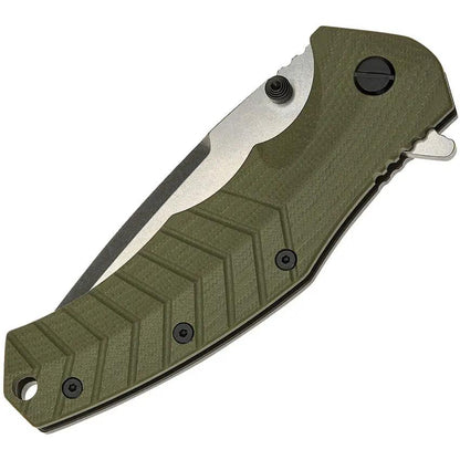SKIF Knives Griffin Framelock SW Olive 422SEG - Stonewashed 9Cr18MoV Blade with Olive G10 Handle by SKIF Knives
