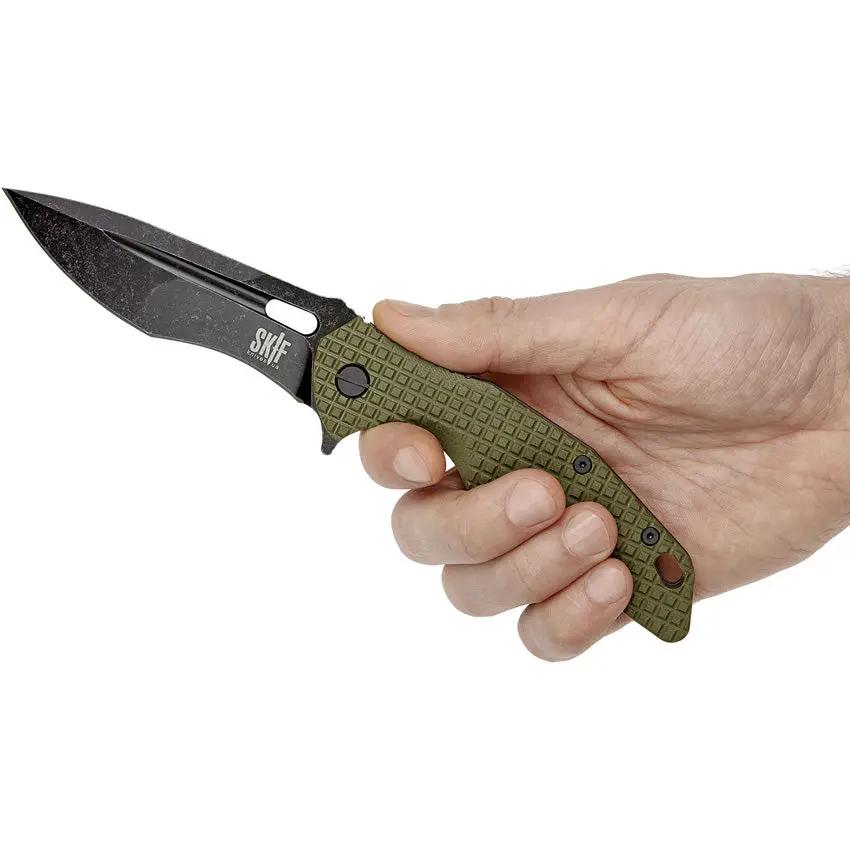 SKIF Knives Defender Framelock BSW Olive 423SEBG - 3.75 Inch Blade, 9Cr18MoV Steel, OD Green G10 Handle by SKIF Knives