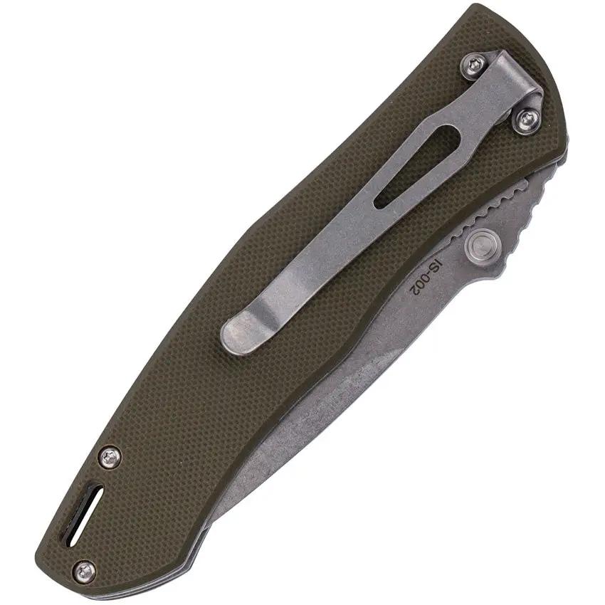 SKIF Knives Swing Linerlock SW Olive IS-002OG - 3.5 Inch Stonewashed 8Cr13MoV Blade, Olive G10 Handle by SKIF Knives