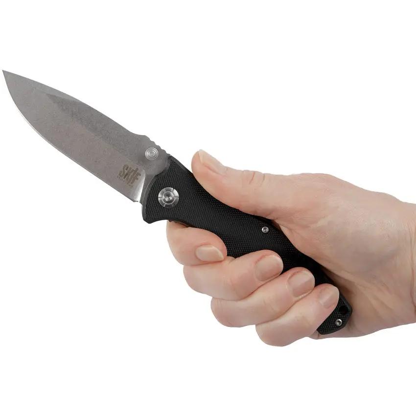 SKIF Knives Hamster Linerlock SW Black IS003B Featuring Stonewash Three and a Half Inch Blade 8Cr13MoV Black G10 by SKIF Knives
