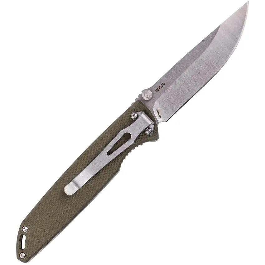 SKIF Knives Stylus Linerlock SW Olive IS-009OG - Stonewashed 8Cr13MoV Blade, Olive G10 Handle, Thumb Stud by SKIF Knives